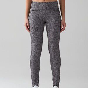 Lululemon Out To Lunge Untight Tight Heathered Black Legging Pants Size 8
